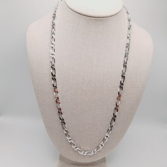 Monet Rhodium Plated 24 Inch Chain Necklace, Vintage Silver Tone Link Chain - Picture 1 of 11